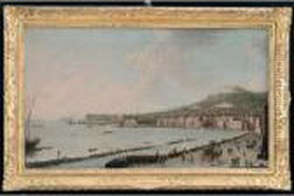 Veduta Del Golfo Di Napoli Da 
San Giovanni A Teduccio Con Il Porto, Castel Sant'elmo E La Certosa Di 
San Martino Oil Painting by Antonio Joli