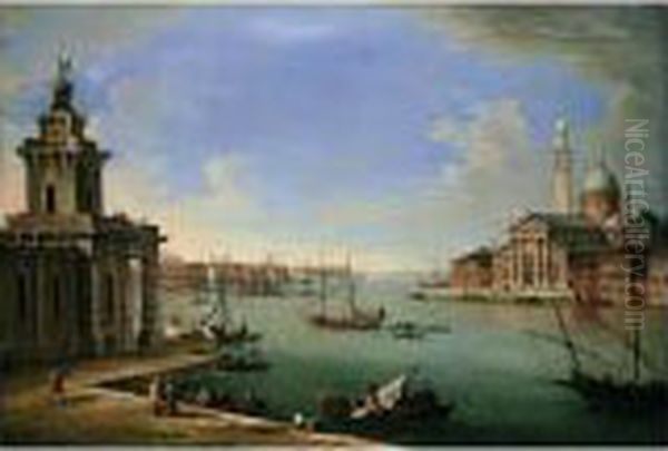 Venice, The Bacino Di San Marco 
Looking East With The Punta Della Dogana And San Giorgio Maggiore Oil Painting by Antonio Joli