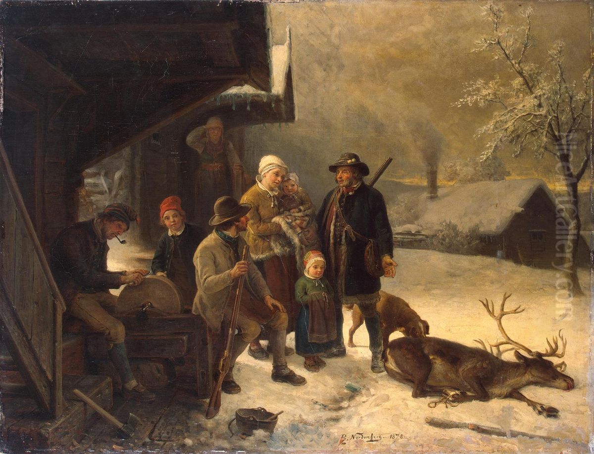 Dead Stag Oil Painting by Bengt Nordenberg