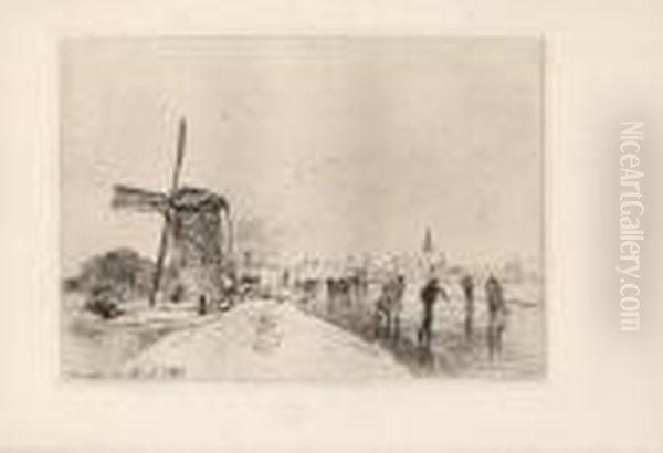 Vue De La Ville De Maaslins Oil Painting by Johan Barthold Jongkind