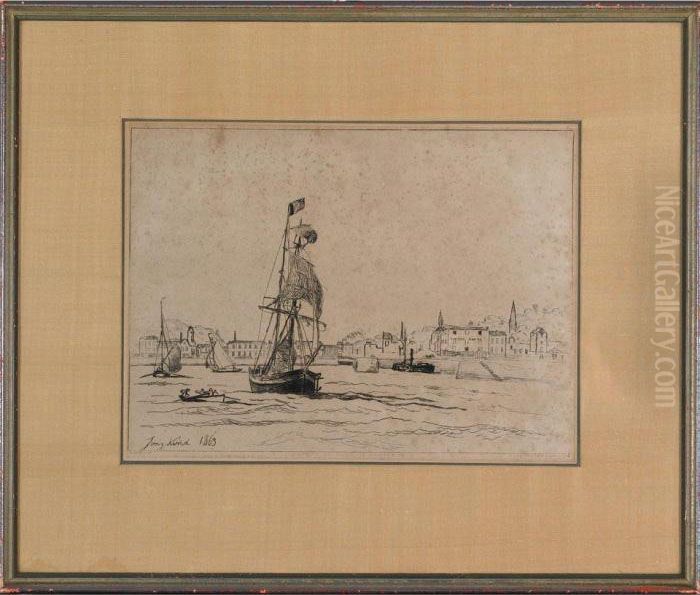 Entree Du Port De Honfleur Oil Painting by Johan Barthold Jongkind