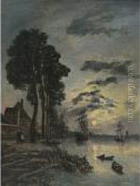 Entree Du Port De Rotterdam Oil Painting by Johan Barthold Jongkind