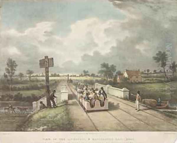 View of the Liverpool and Manchester Rail Road at the Point Where it Crosses the Duke of Bridgewaters Canal Oil Painting by Nicholson, F.