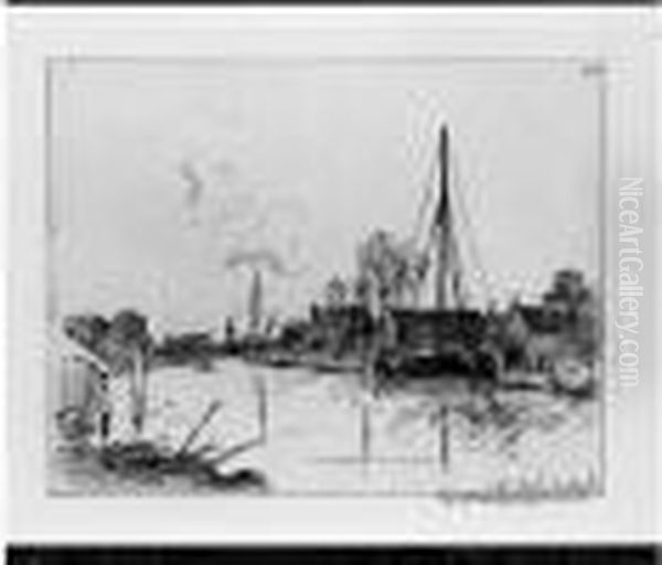 1 En Double Etat, Avant Et Avec La Lettre. Oil Painting by Johan Barthold Jongkind