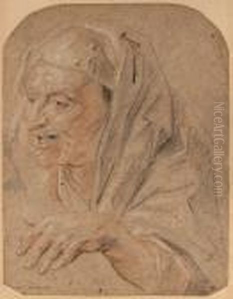 Etude D'une Veille Femme En Buste, De Trois Quarts Oil Painting by Jacob Jordaens