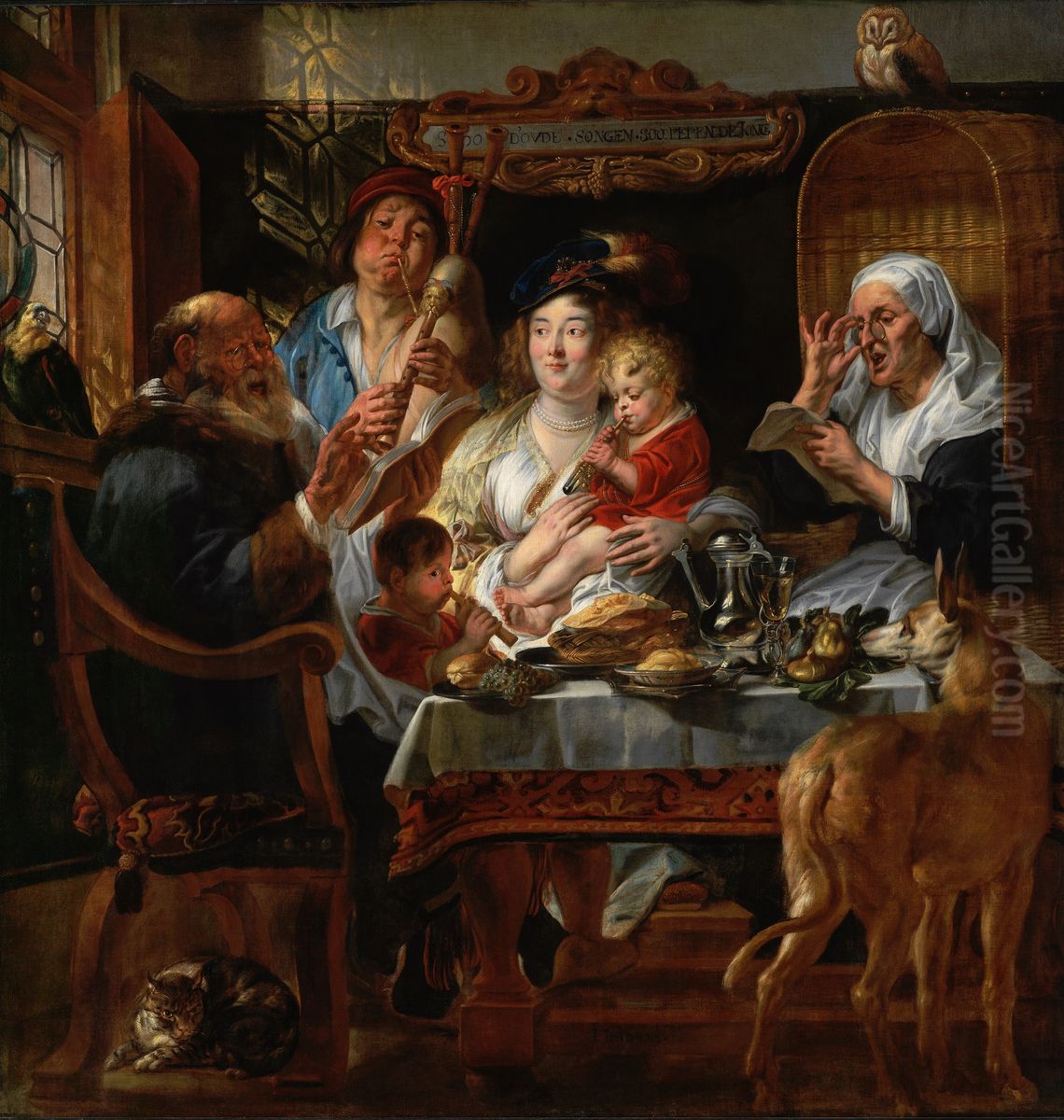 As The Old Sing, So Pipe The Young Oil Painting by Jacob Jordaens