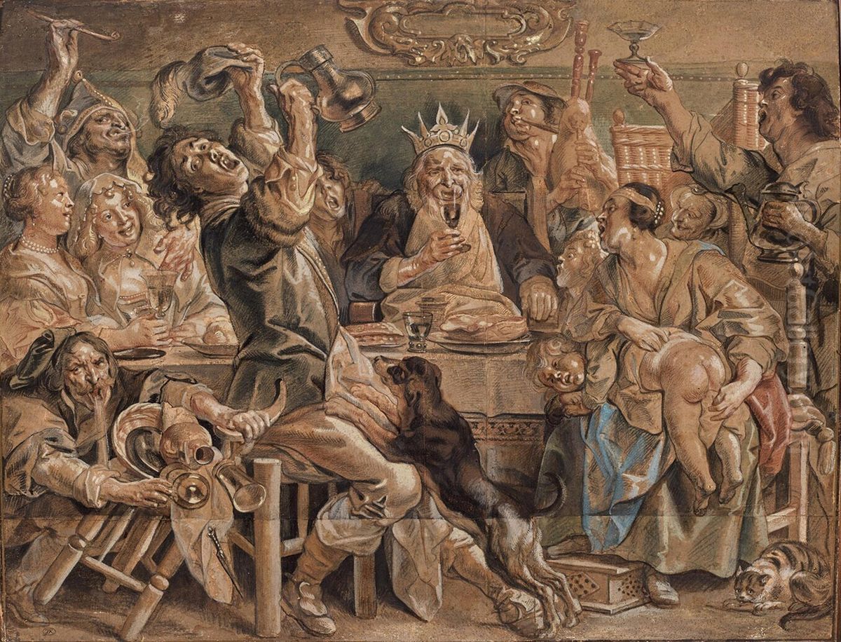 The King Drinks Oil Painting by Jacob Jordaens