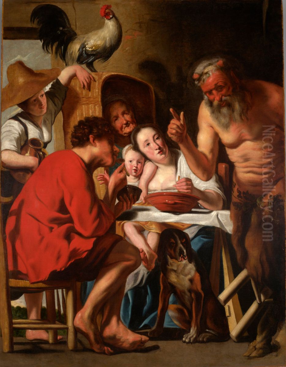 The Satyr And The Peasant Oil Painting by Jacob Jordaens