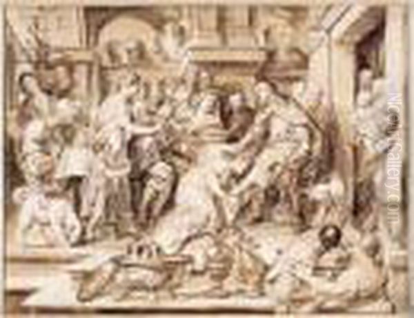 Et Son Atelier
 < Le Repas Chez Simon > Oil Painting by Jacob Jordaens