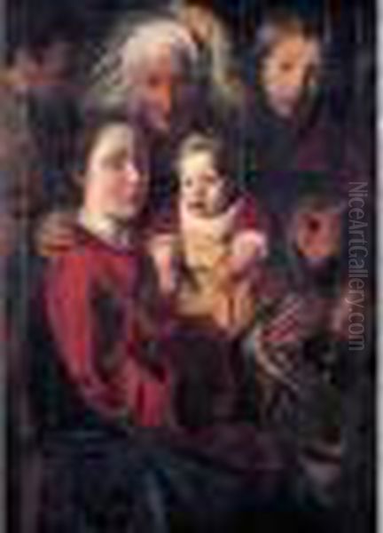 Et Son Atelier
 : La Sainte Famille Avec Un Ange Oil Painting by Jacob Jordaens