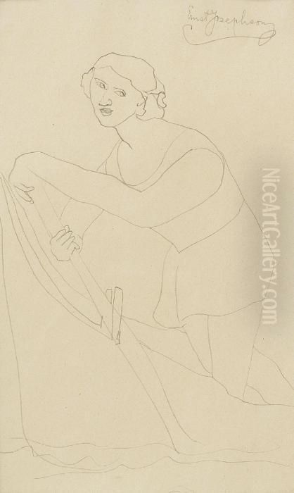 Kvinna Som Ror Oil Painting by Ernst Josephson