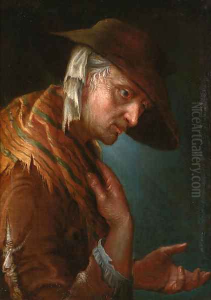 A beggarwoman Oil Painting by Giuseppe Nogari