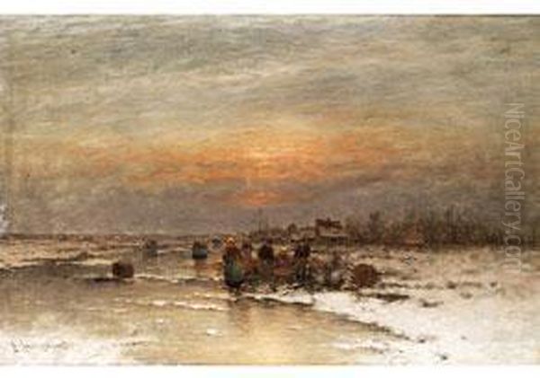 Fischer Und Fischerfrauen Oil Painting by Johann Jungblutt