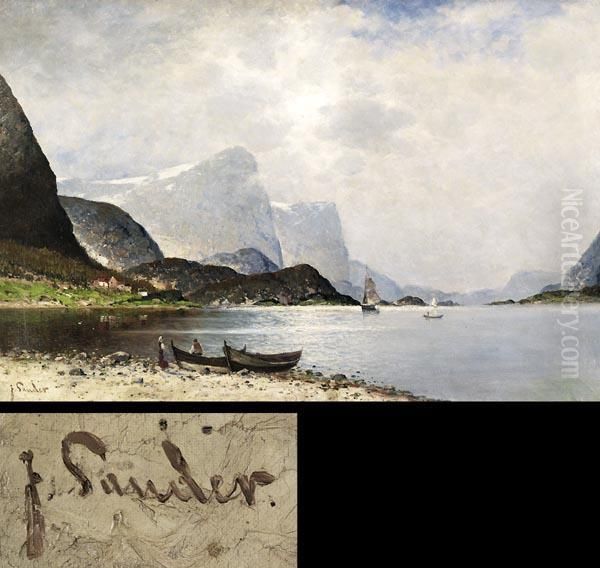 Weite Fjordlandschaft Oil Painting by Johann Jungblutt