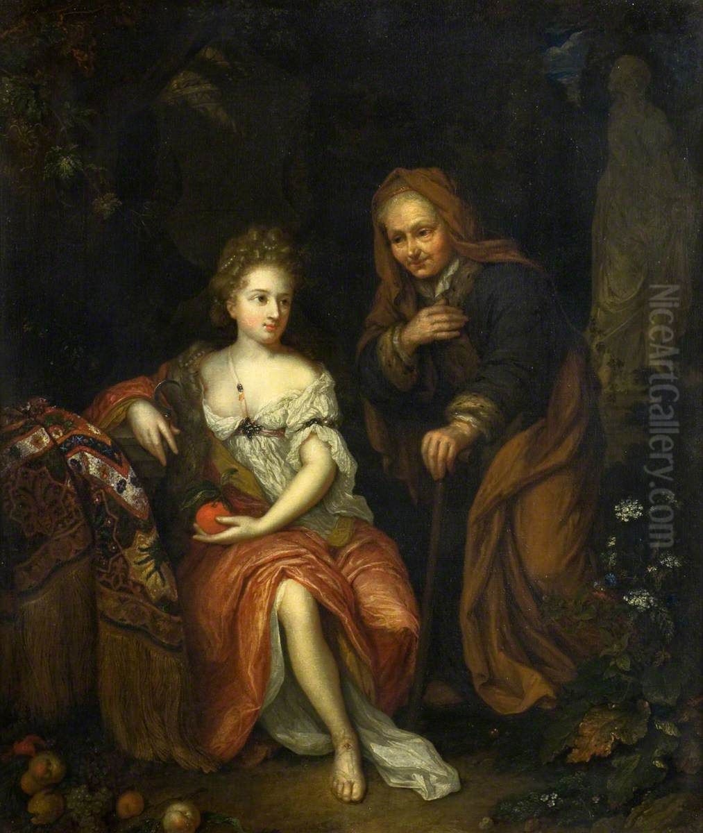 Vertumnus and Pomona Oil Painting by Caspar Netscher
