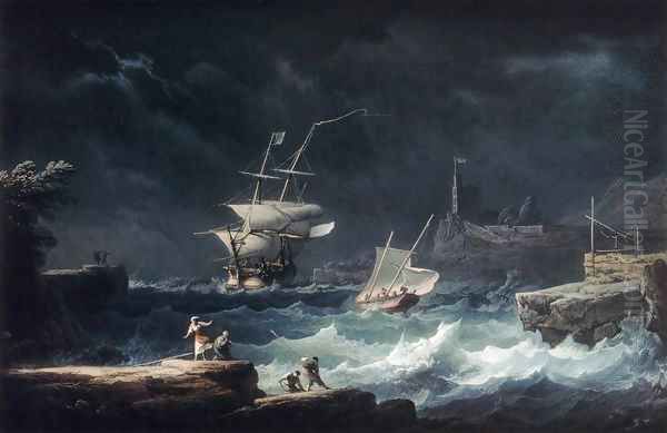 Gale at Sea Oil Painting by Noel, Alexandre Jean