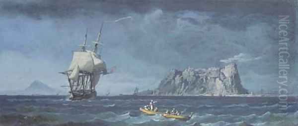 Shipping of the coast of Gibraltar Oil Painting by Noel, Alexandre Jean