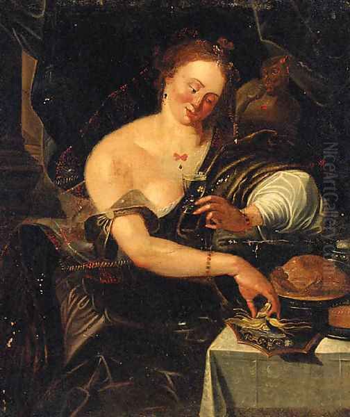 An allegory of the sense of taste Oil Painting by Abraham Janssens