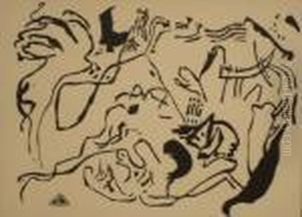 Jour Du Jugement [composition En Noir] Oil Painting by Wassily Kandinsky