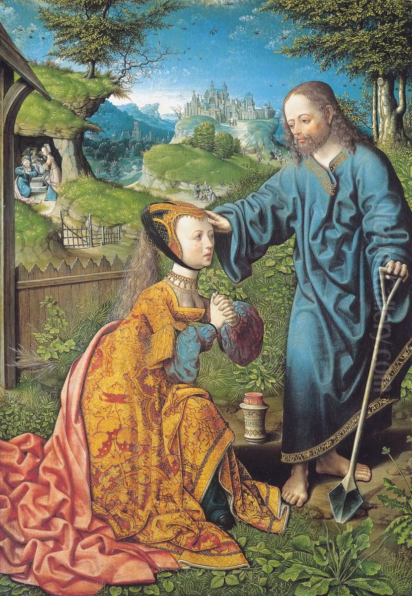 Christ Appearing to Mary Magdalen as a Gardener Oil Painting by Jacob Cornelisz Van Oostsanen