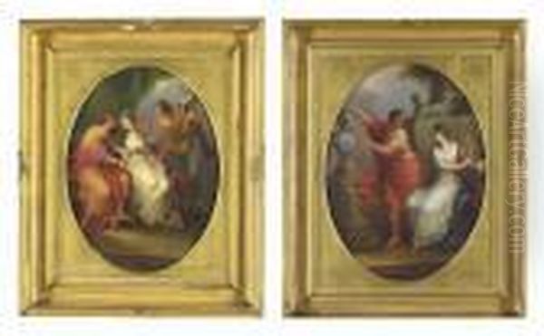 Virgil Reading His Aeneid To 
Augustus And Octavia, Who Faints When Hearing The Verses On Marcellus; 
Virgil Inspired By His Muse To Honor Augustus Oil Painting by Angelica Kauffmann