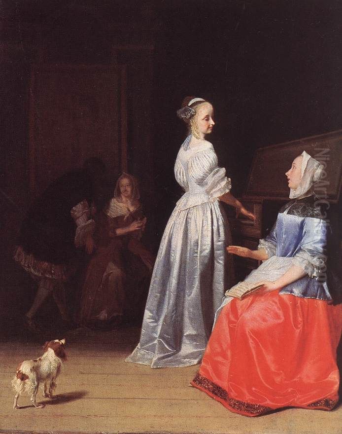 Rehearsing the Song Oil Painting by Jacob Ochtervelt