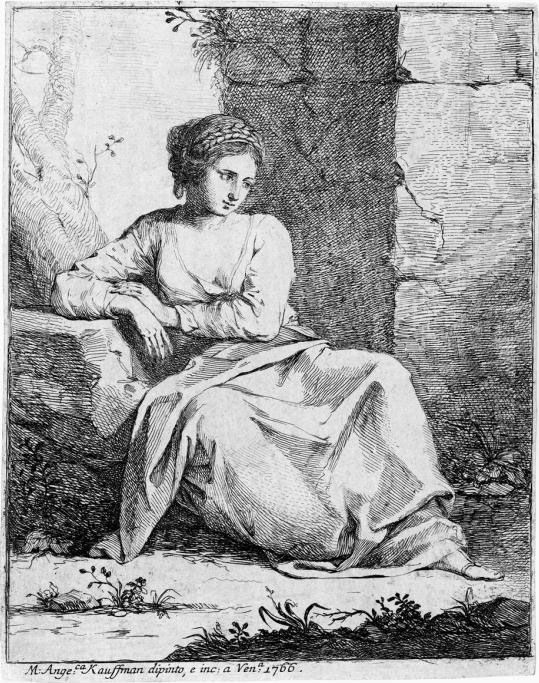 Sitzendes Nachdenkendes Madchen Oil Painting by Angelica Kauffmann