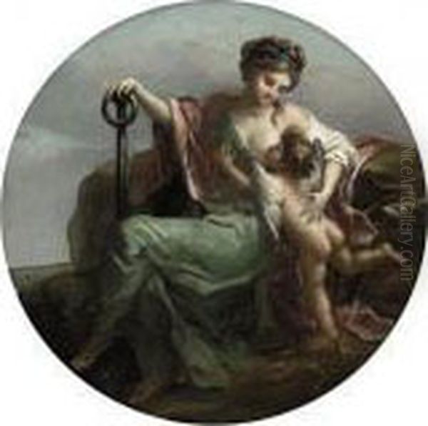 Hope With A Putto Oil Painting by Angelica Kauffmann