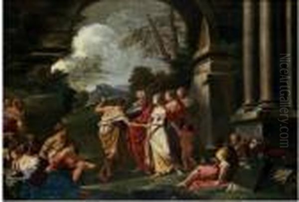 Giacobbe E Rachele Oil Painting by Angelica Kauffmann