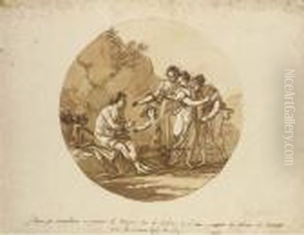 Silenus Bound Oil Painting by Angelica Kauffmann