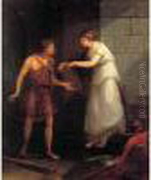 Ariane Remet Une Pelote De Fil A Thesee A L'entree Du
 Labyrinthe Oil Painting by Angelica Kauffmann