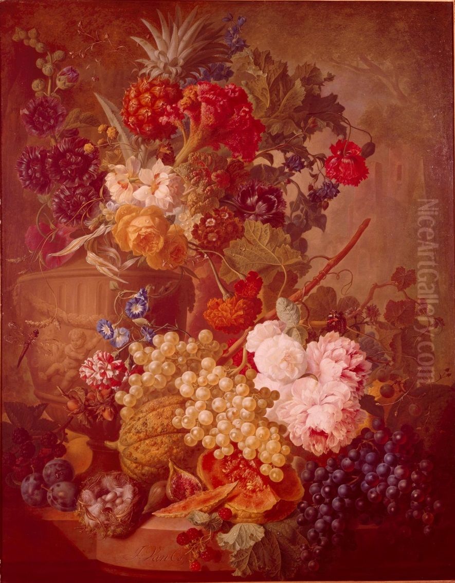Still Life with Flowers and Fruit Oil Painting by Jan van Os