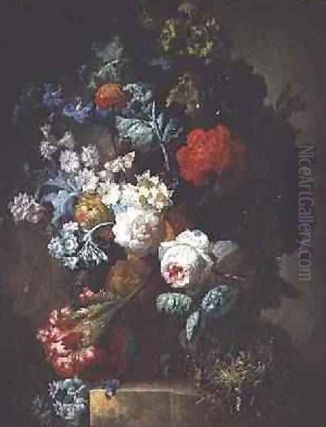 Still Life, Flowers and birds nest Oil Painting by Jan van Os