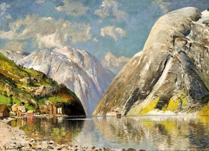 Fjord Oil Painting by Karl Kaufmann