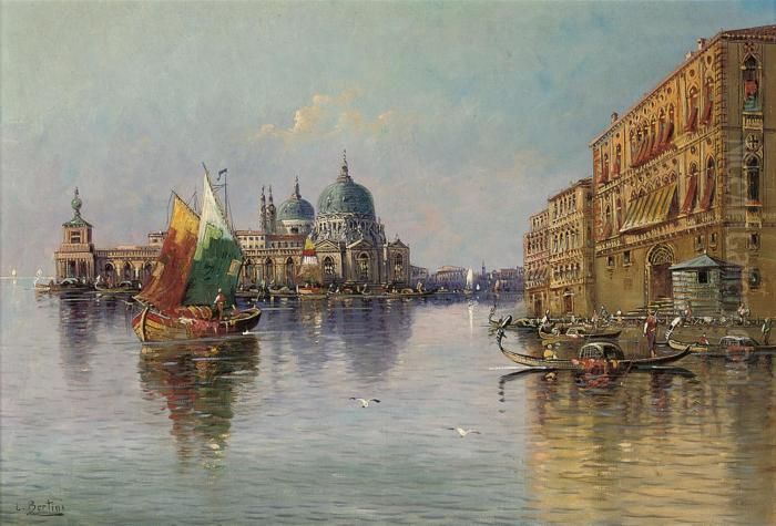 Gondolas And Trading Vessels At The Entrance Of The Grandcanal Oil Painting by Karl Kaufmann