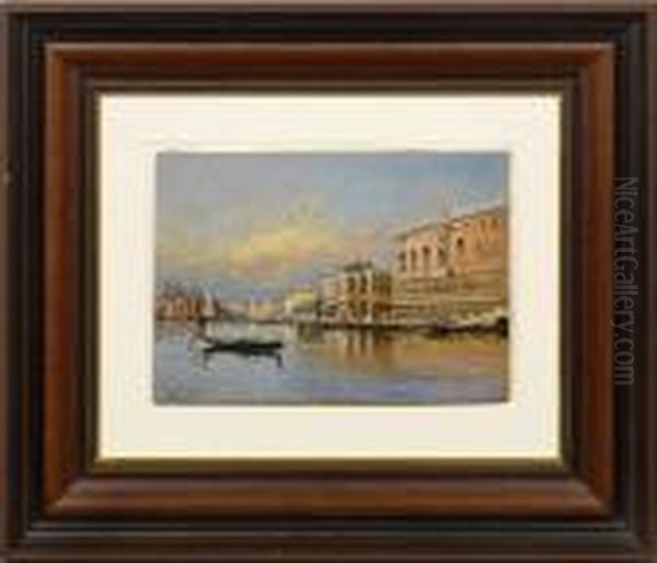 Gegenstucke. Stimmungsvolle 
Ansichten Des Palazzo Ducale Und Des Canale Grande Mit Gondolieri Im 
Abend- Bzw. Morgenrot. In Der Fur Kaufmann Typischen Malweise 
Ausgefuhrte, Uberaus Reizvolle Venedig-impressionen, Die Sich Durch 
Genaue Wiedergabe De Oil Painting by Karl Kaufmann
