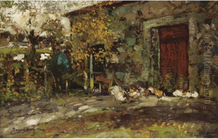 The Farmyard Oil Painting by James Kay