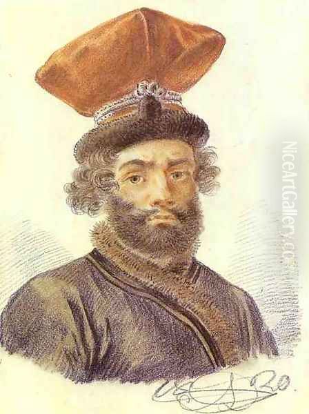 Portrait of a Cabman Oil Painting by Aleksander Orlowski