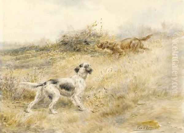 English Setters pointing Oil Painting by Edmund Henry Osthaus