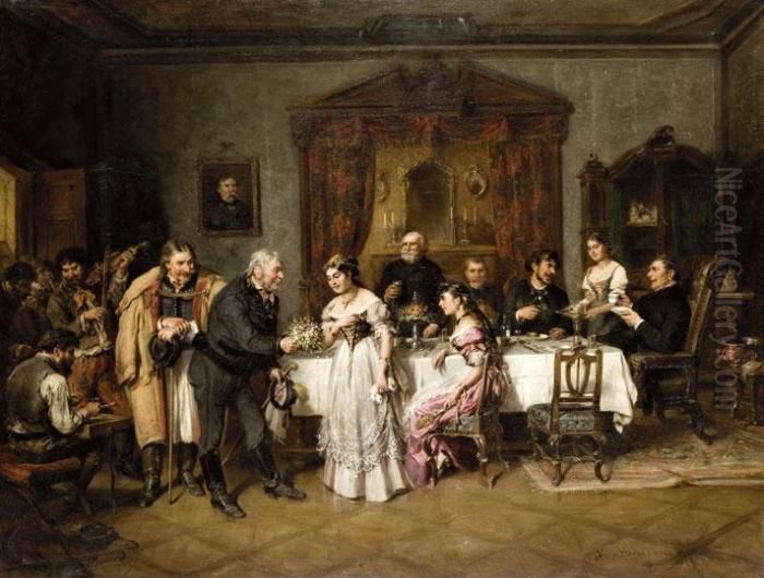 A Haziasszony Szuletesnapja Oil Painting by Hermann Kern