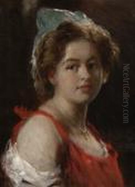 Bildnis Einer Jungen
 Frau. Oil Painting by Hermann Kern