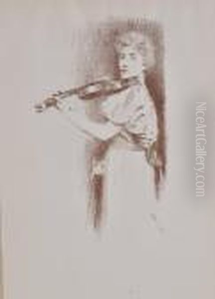 Violinist Oil Painting by Fernand Khnopff