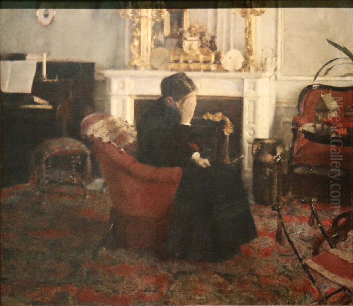 En Ecoutant Du Schumann Oil Painting by Fernand Khnopff
