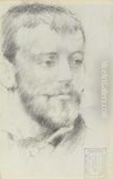 Head Of A Bearded Man Turning To
 The Right (recto); Head Of A Manlooking Down, Seen From Behind In 
Three-quarter Profile(verso) Oil Painting by Fernand Khnopff