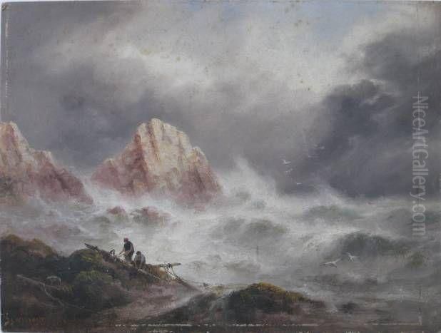 On The East Side Of Portelet Bay, 
Jersey Oil Painting by S.L. Kilpack