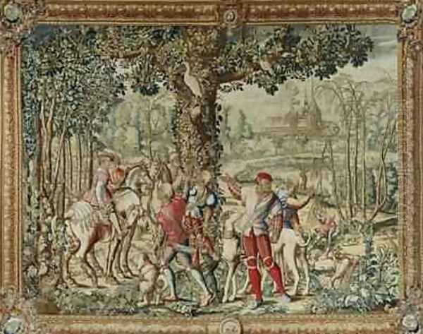 The Hunts of Maximilian Leo The Stag Hunt The Report Oil Painting by Orley, Bernard van