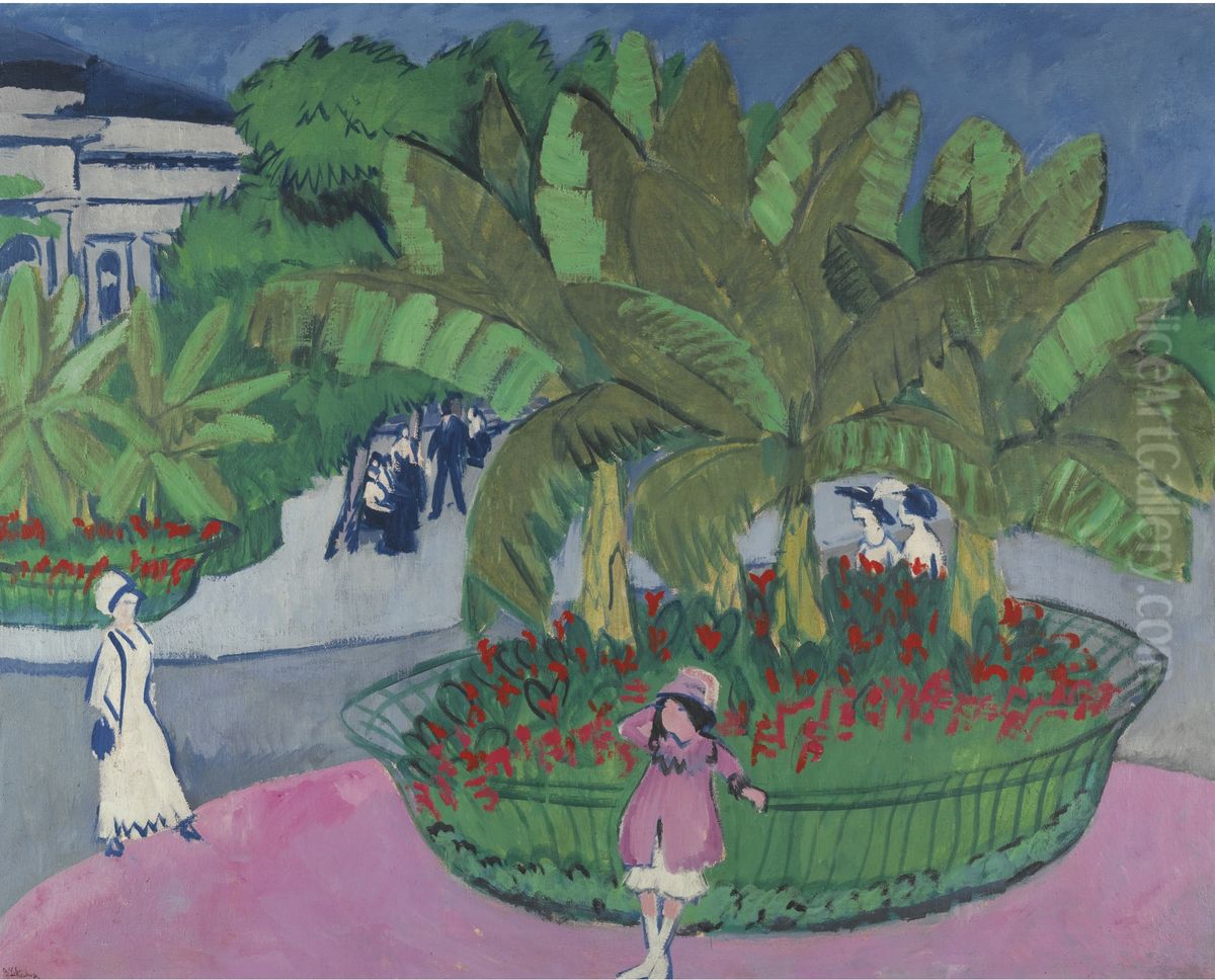Das Boskett: Albertplatz In Dresden Oil Painting by Ernst Ludwig Kirchner