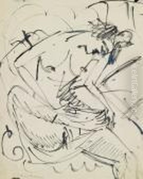 Fuswaschender Weiblicher Akt (akt Bei Der Pedikure). Oil Painting by Ernst Ludwig Kirchner