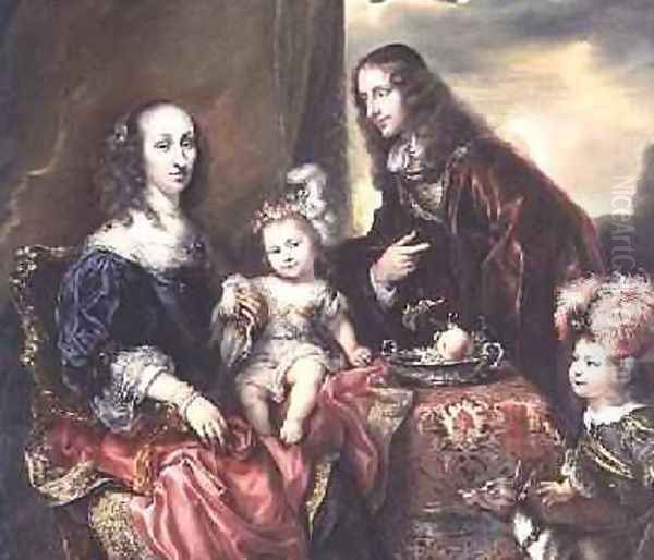 Portrait of a family said to be that of Colonel John Hutchinson 1615-64 1659 Oil Painting by Jurgen Ovens