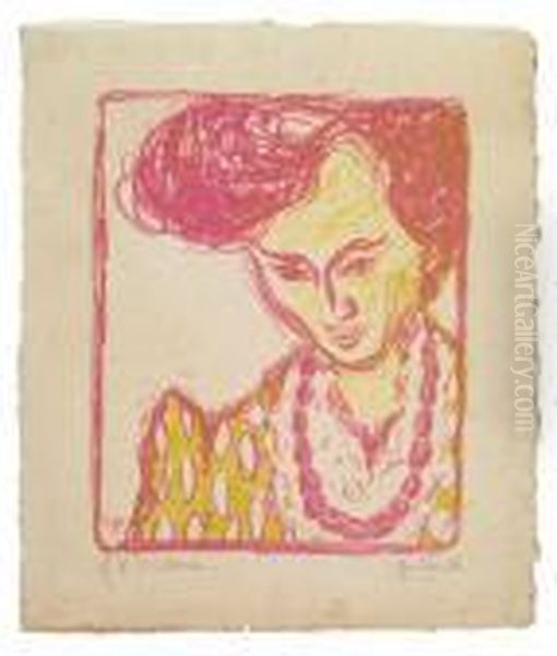 Kopf Doris - Madchen Mit Kette Oil Painting by Ernst Ludwig Kirchner